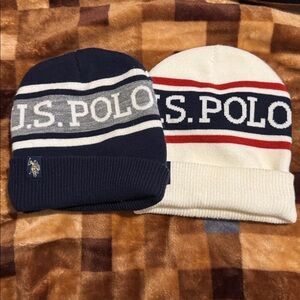 U.S. Polo Assn. White and Red Beanie